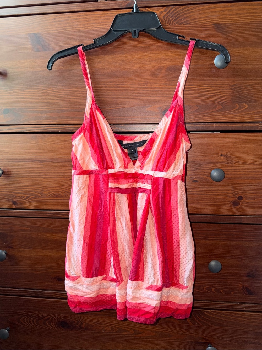 Y2K Marc by Marc Jacobs Silk Stripe Cami Top Size 2 Vintage - Picture 1 of 4